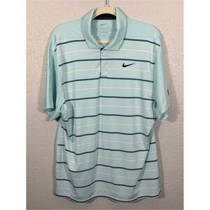 Tiger Woods Collection Nike Dri-fit Mint  G/Fore Multi Stripe Tech Pique Polo